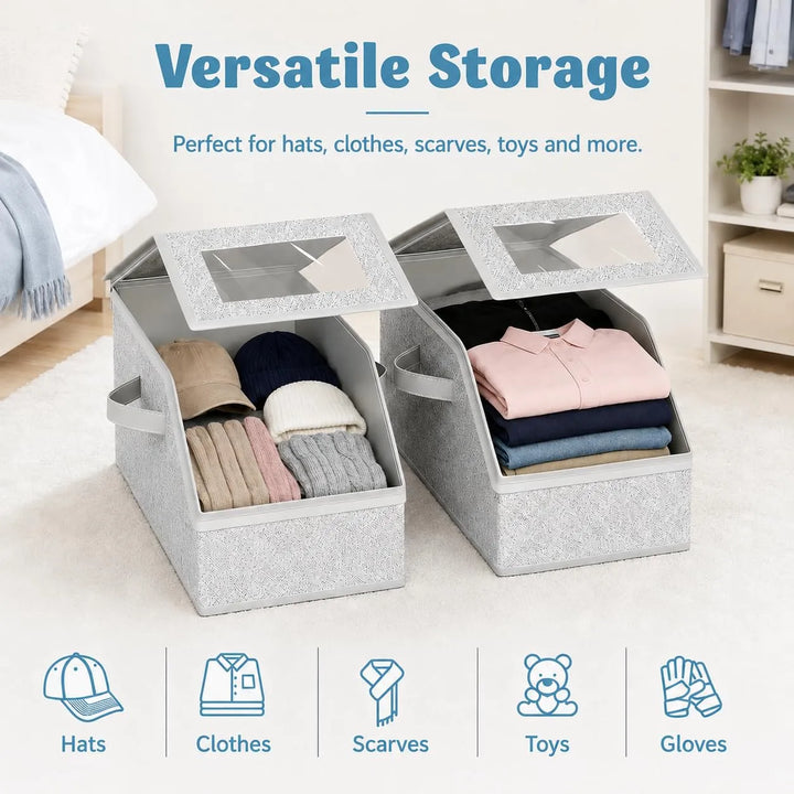 Premium Dustproof Hat Storage Box with Clear View Window - DHACTIVE 5
