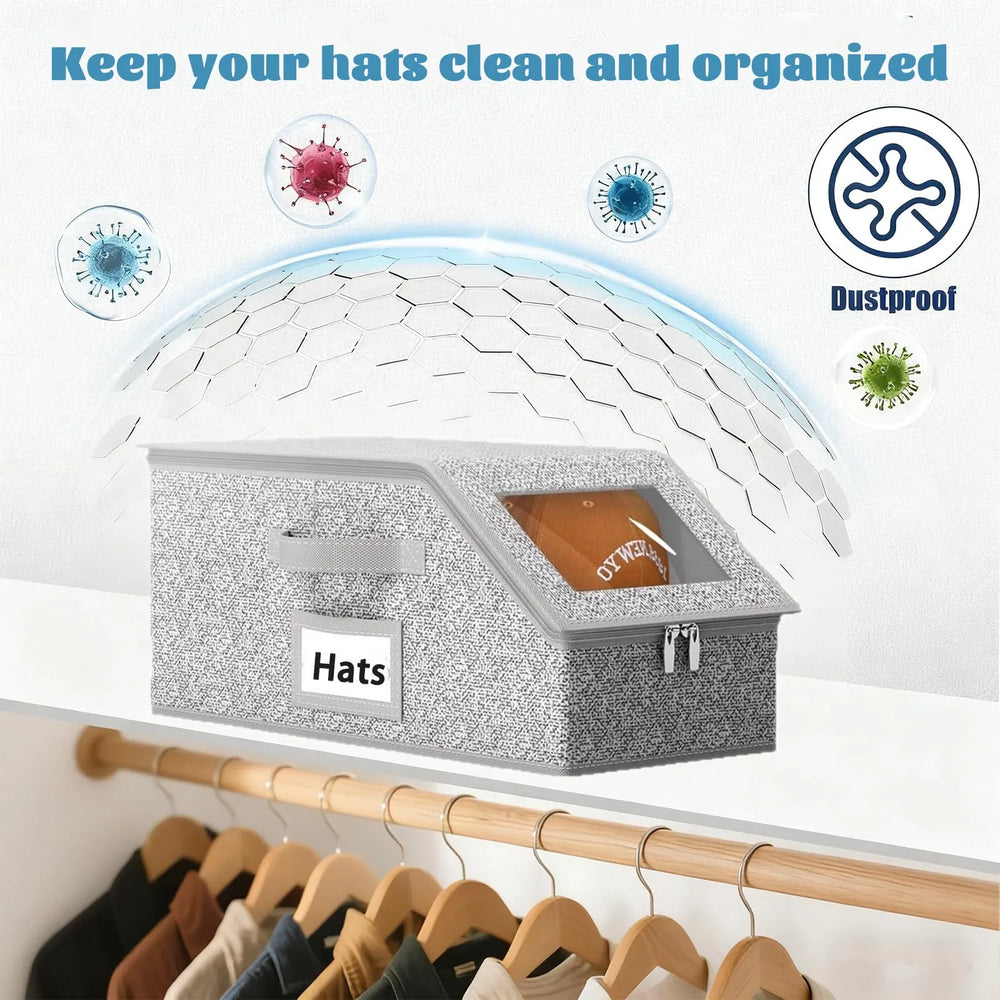 Premium Dustproof Hat Storage Box with Clear View Window - DHACTIVE 2