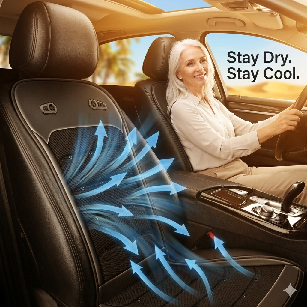 Continuous Airflow Cooling Cushion for Car Leather Seats - DHACTIVE