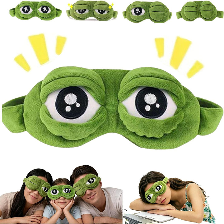 2-Piece Funny Frog Sleep Eye Mask – 100% Total Blackout Plush Blindfold, Value Set - DHACTIVE