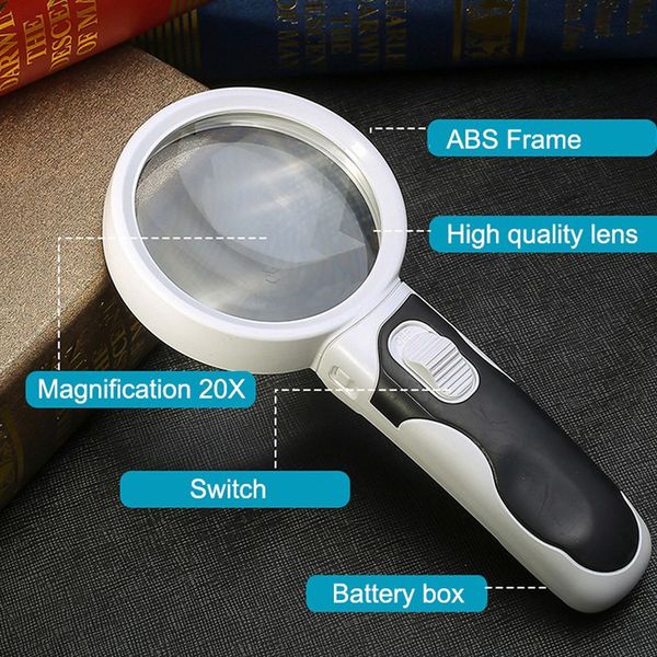 20X optical magnifying glass with LED light - DHactive