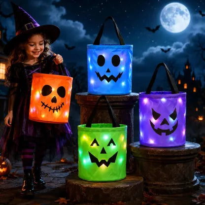 Light-Up Halloween Trick-or-Treat Bag – Glowing Pumpkin Tote with LEDs