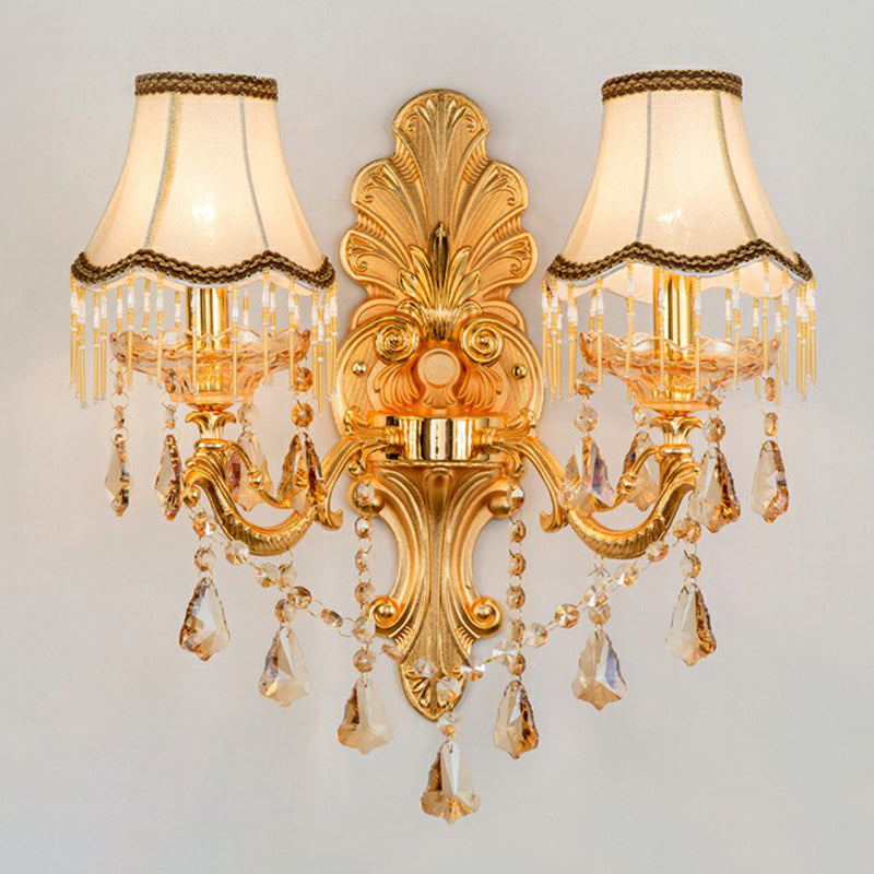 Victorian Candle Wall Sconces Lighting Metal Wall Mount Light with Shade and Crystal Decor - DHACTIVE 7
