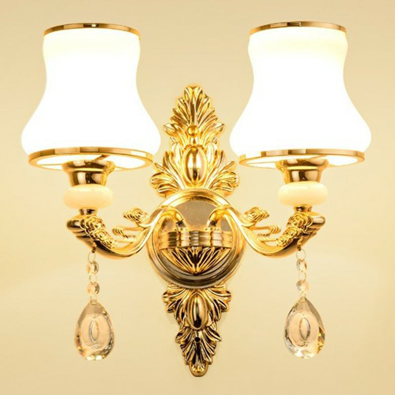 Victorian Candle Wall Sconces Lighting Metal Wall Mount Light with Shade and Crystal Decor - DHACTIVE 10