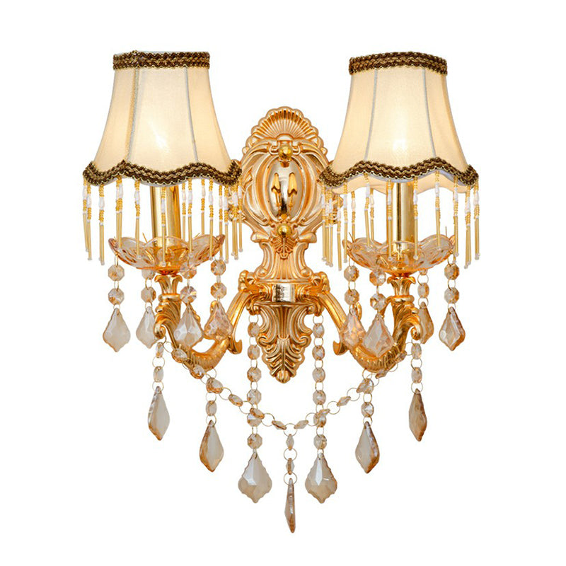 Victorian Candle Wall Sconces Lighting Metal Wall Mount Light with Shade and Crystal Decor - DHACTIVE 9