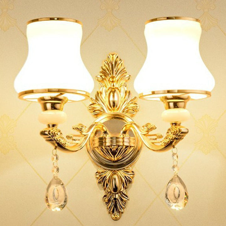Victorian Candle Wall Sconces Lighting Metal Wall Mount Light with Shade and Crystal Decor - DHACTIVE 2