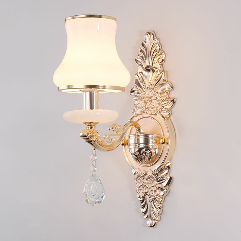 Victorian Candle Wall Sconces Lighting Metal Wall Mount Light with Shade and Crystal Decor - DHACTIVE 15