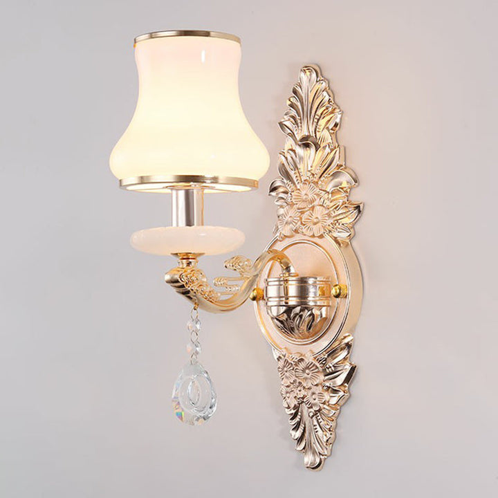 Victorian Candle Wall Sconces Lighting Metal Wall Mount Light with Shade and Crystal Decor - DHACTIVE 15