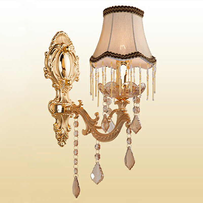 Victorian Candle Wall Sconces Lighting Metal Wall Mount Light with Shade and Crystal Decor - DHACTIVE 13