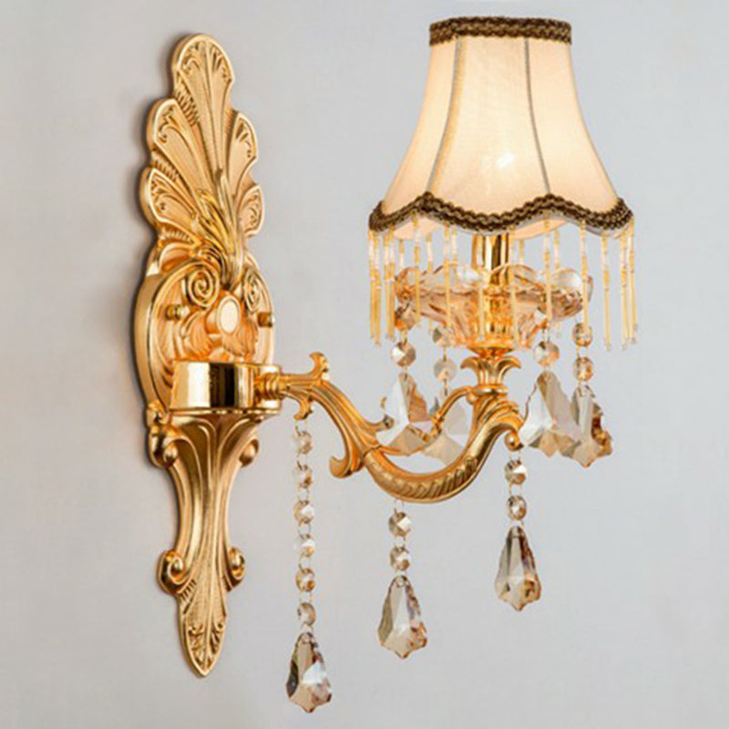 Victorian Candle Wall Sconces Lighting Metal Wall Mount Light with Shade and Crystal Decor - DHACTIVE 3