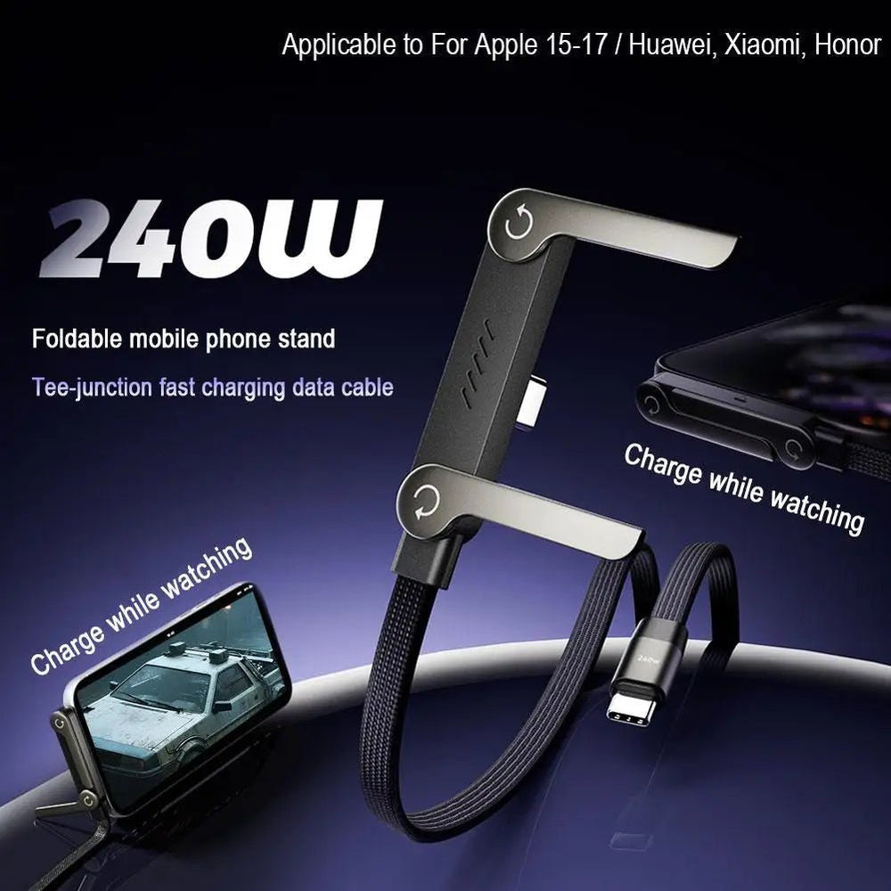 240W Fast Charging Cable with Invisible Phone Stand - 2-in-1 USB-C Holder for iPhone & Smartphones - DHACTIVE 2