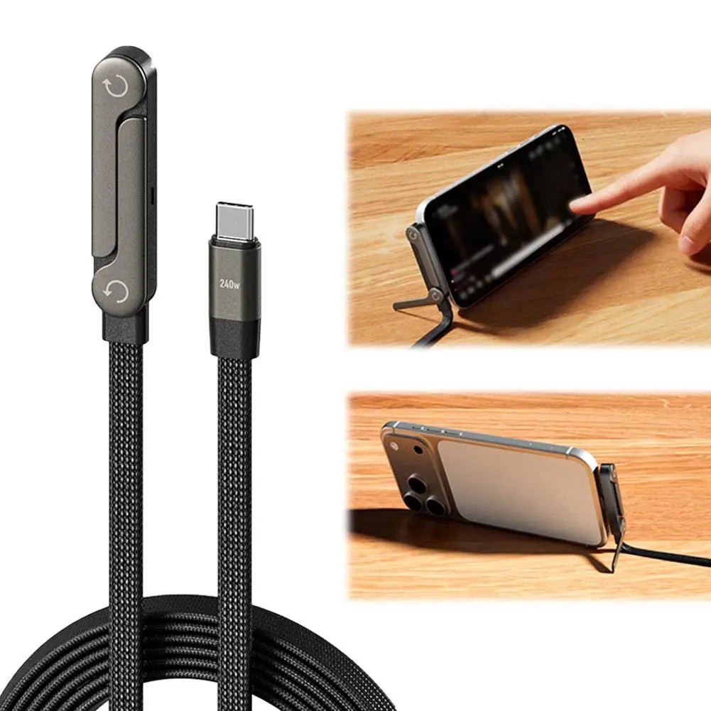 240W Fast Charging Cable with Invisible Phone Stand - 2 - in - 1 USB - C Holder for iPhone &amp; Smartphones - Velloraco