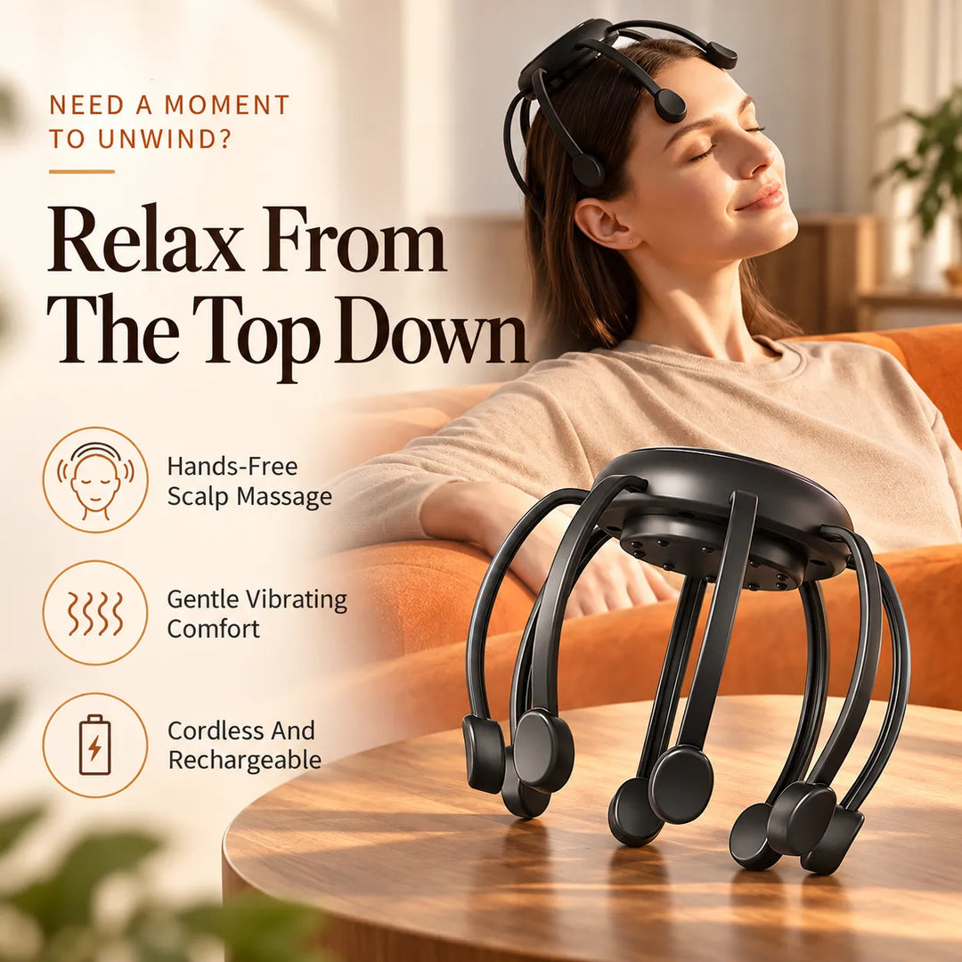 8-Tip Octopus Head Massager – Deep Scalp Relief Anywhere