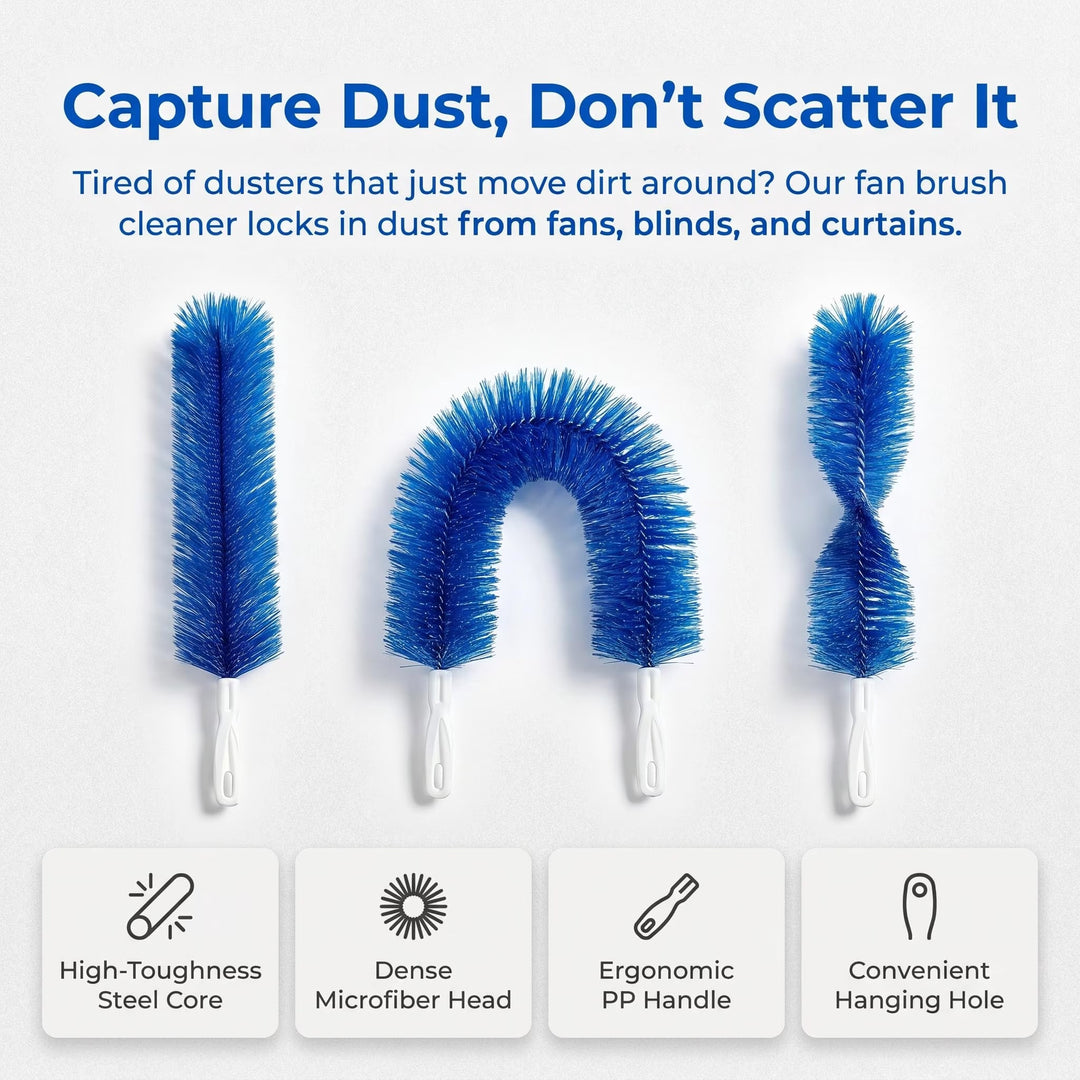 2-Pack Bendable Microfiber Fan Duster — Clean Blades, No Dust Rain