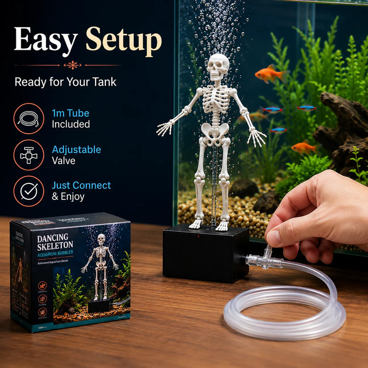 Skeleton Fish Tank Ornament with Bubbler – Playful Underwater Accent