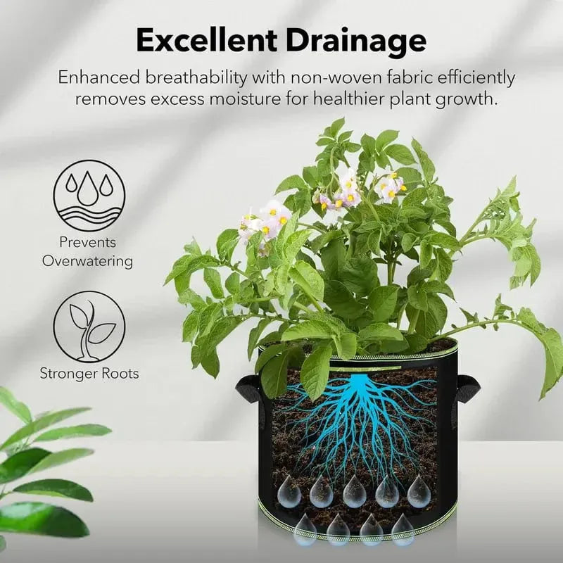 5-Pack Grow Bags – Durable Aeration Pots for Healthy Roots
