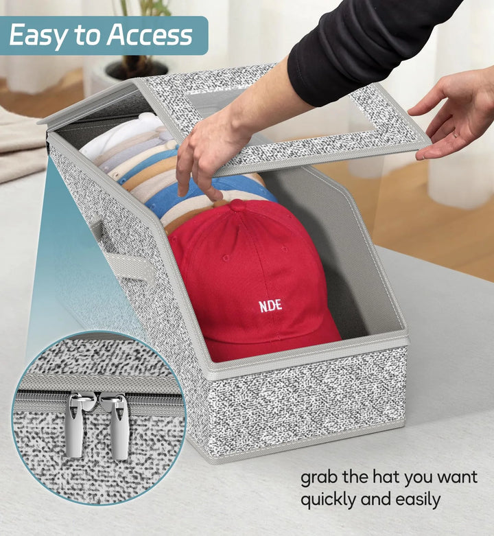 Premium Dustproof Hat Storage Box with Clear View Window - DHACTIVE