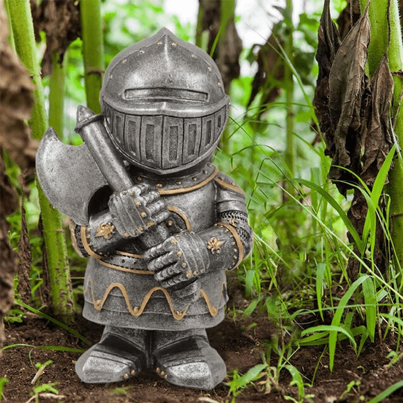 Medieval Knight Garden Gnome - Durable Crusader Statue for Yard &amp; Lawn Decor - DHACTIVE 7