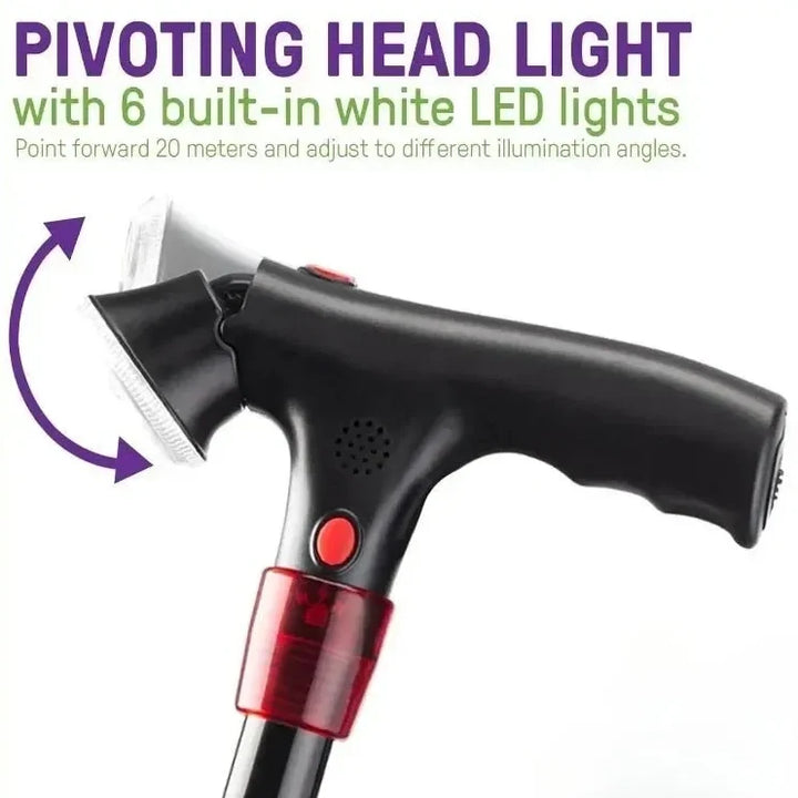 Smart Folding Safety Cane with LED Light &amp; SOS Alarm