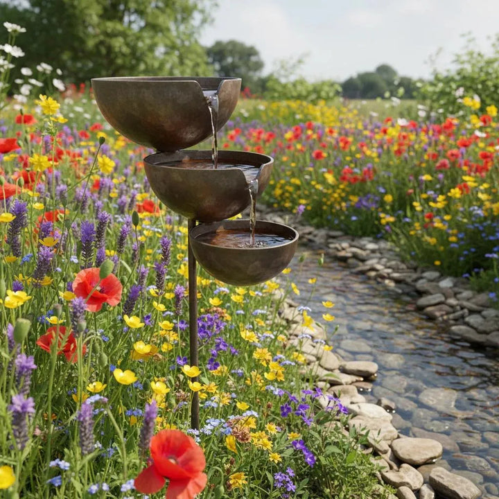 Metal Leaf Rain Catcher Bird Bath - Outdoor Garden Stakes - DHACTIVE 3