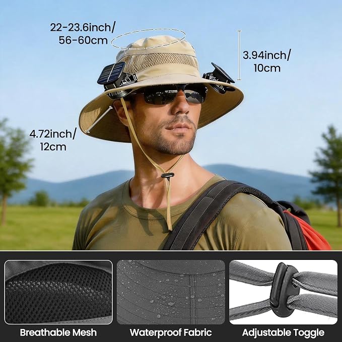 Solar Fan Wide-Brim Outdoor Hat