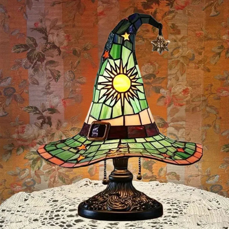 Vintage Witch Hat Stained-Glass Glow Ambient Night Light - DHACTIVE 3