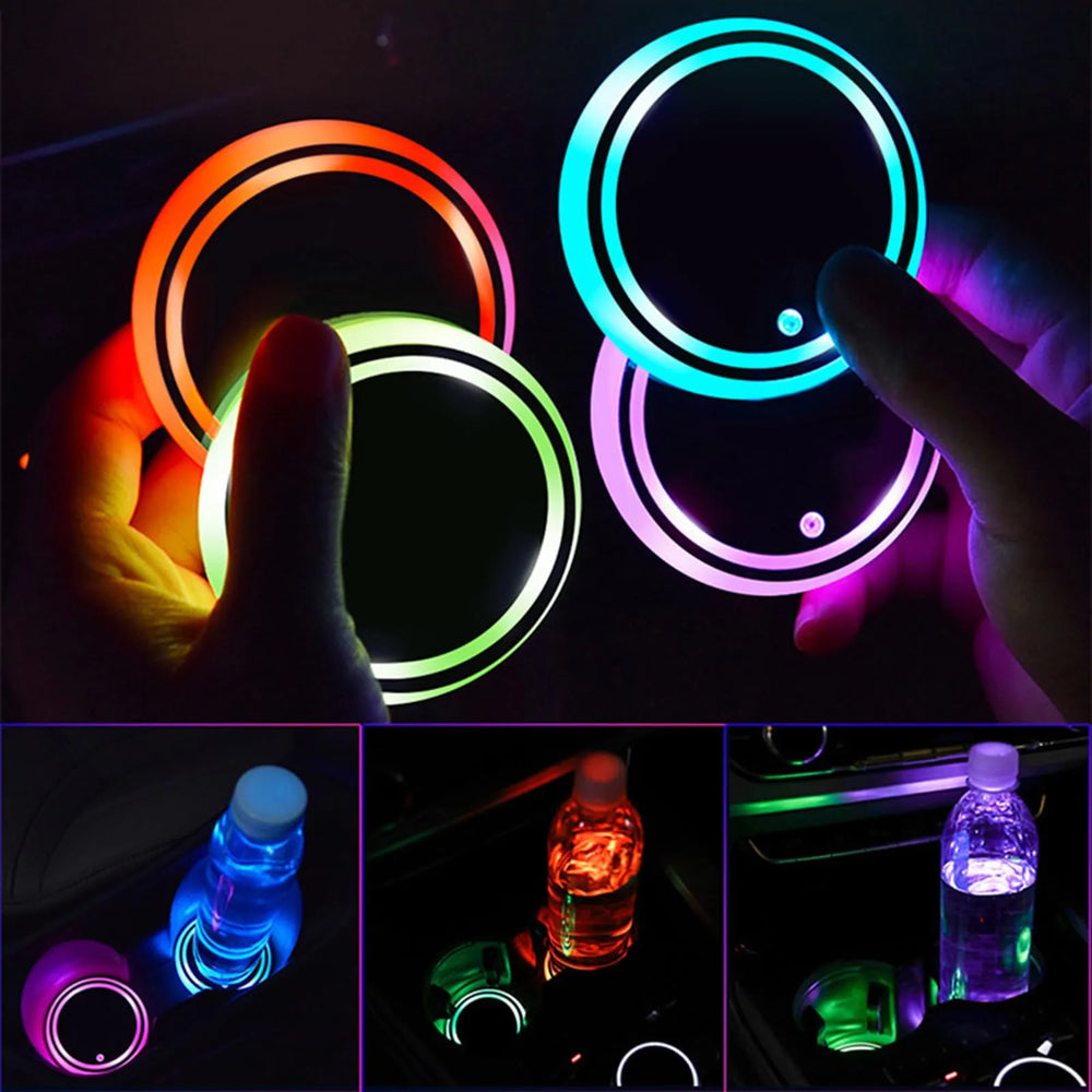 2PCS LED Car Cup Holder Coasters – Auto Sensor for Night Driving Safety - DHACTIVE 2