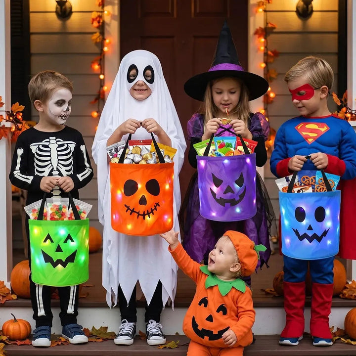 Light-Up Halloween Trick-or-Treat Bag – Glowing Pumpkin Tote with LEDs