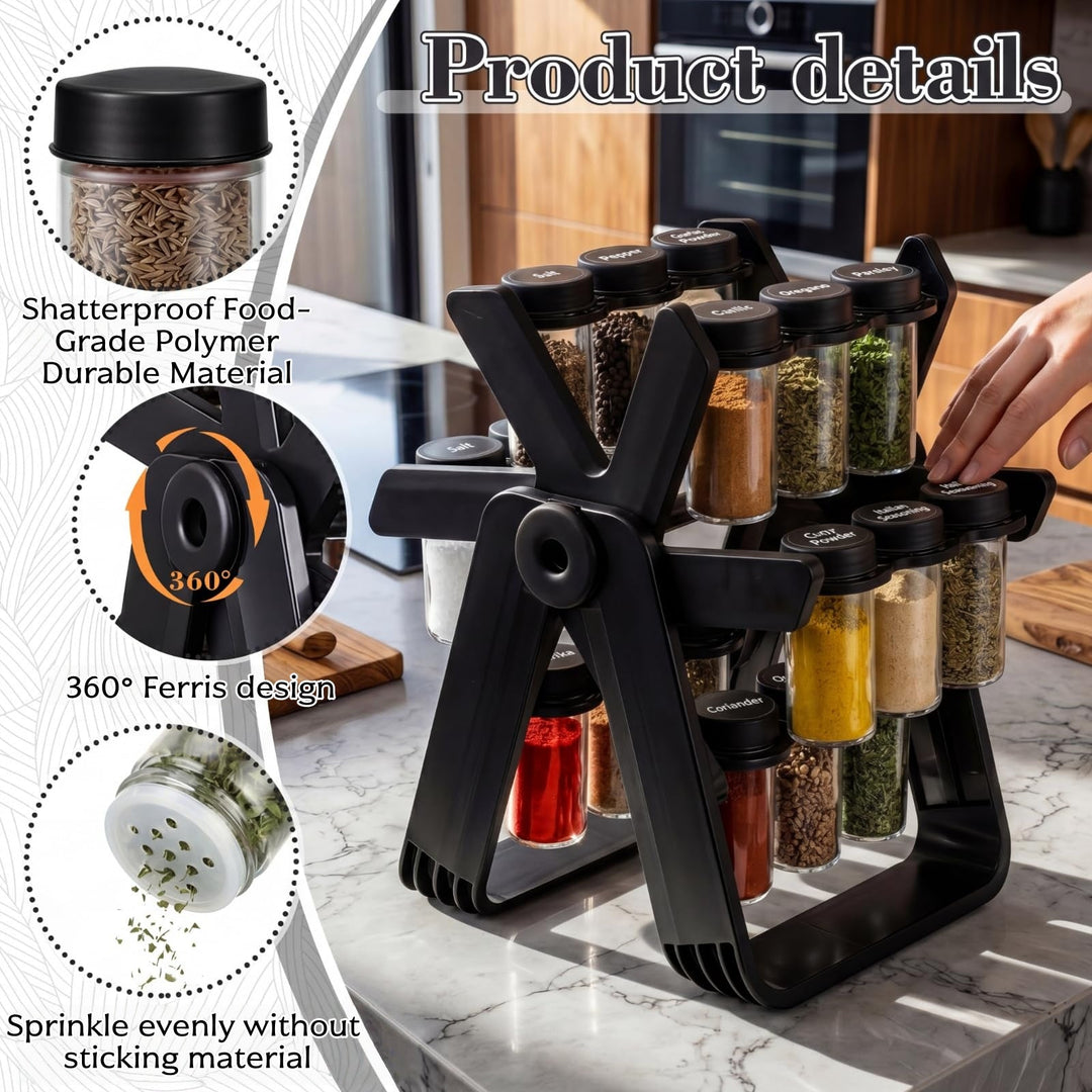 360° Ferris Wheel Spice Tower with 18 Shatterproof Jars - DHACTIVE 2