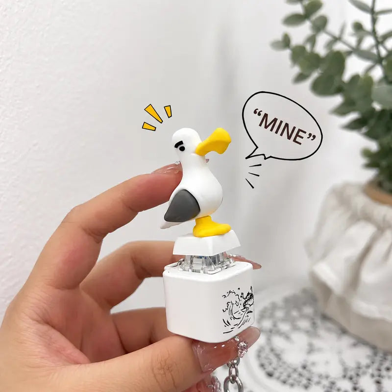 2-Piece Funny Seagull "MINE!" Keycap Keychain – Cute Mechanical Keyboard Fidget Toy, Value Set - DHACTIVE 2