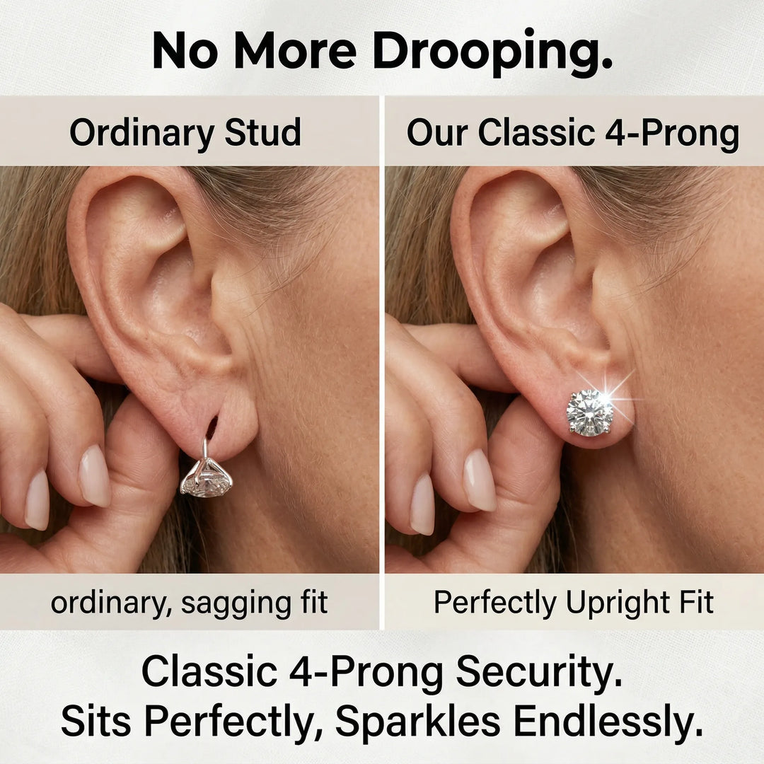 1-6.00 CTW Classic Round Lab-Created Diamond Stud Earrings - Secure 4-Prong &amp; Hypoallergenic-Last Day Sale🔥90% OFF