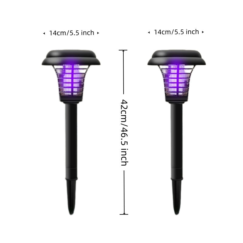 [2-Pack] 2-in-1 Solar Bug Zapper &amp; Decorative Outdoor LED Garden Light