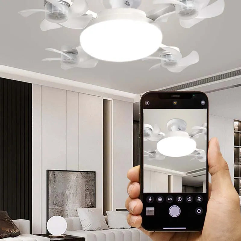 Screw-In Socket Ceiling Fan with Remote & Dimmable LED Light - DHACTIVE 2