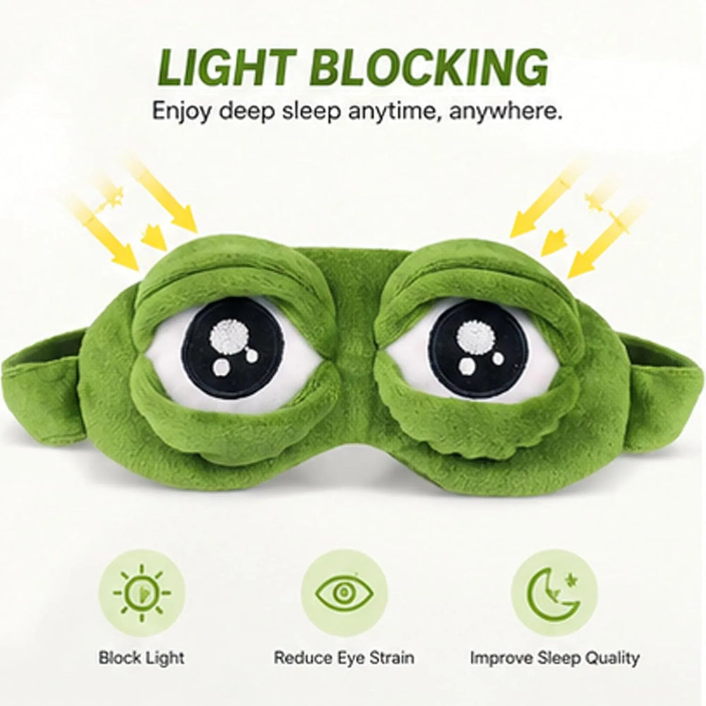 2-Piece Funny Frog Sleep Eye Mask – 100% Total Blackout Plush Blindfold, Value Set - DHACTIVE 2