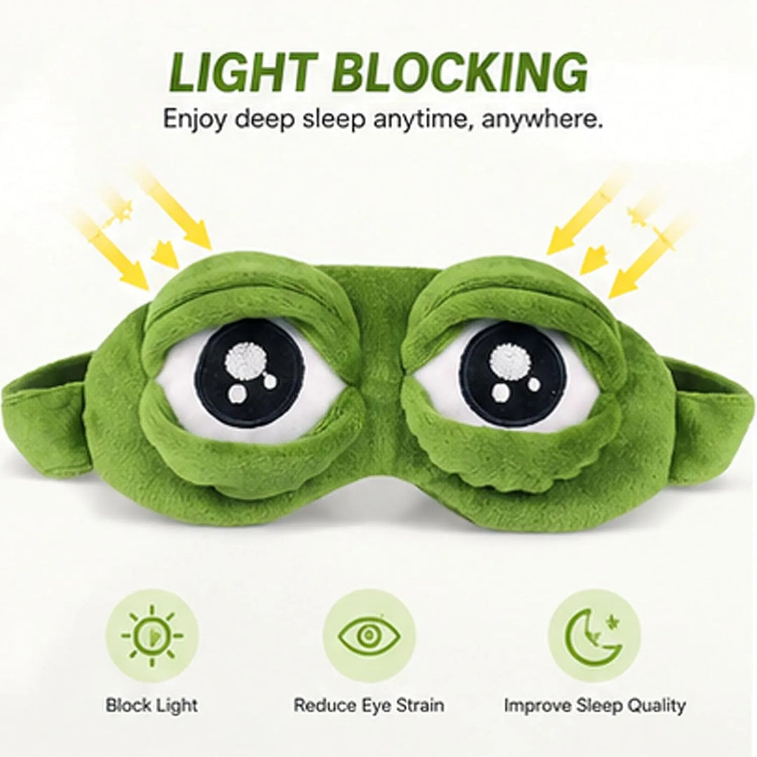 2-Piece Funny Frog Sleep Eye Mask – 100% Total Blackout Plush Blindfold, Value Set - DHACTIVE 2