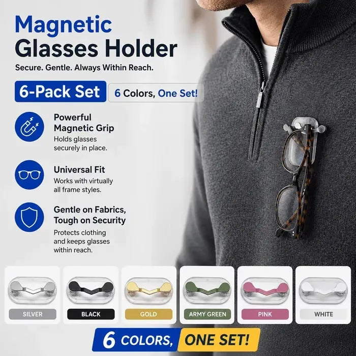 Magnetic Eyeglass Holder Clip — Keep Reading Glasses on Your Top
