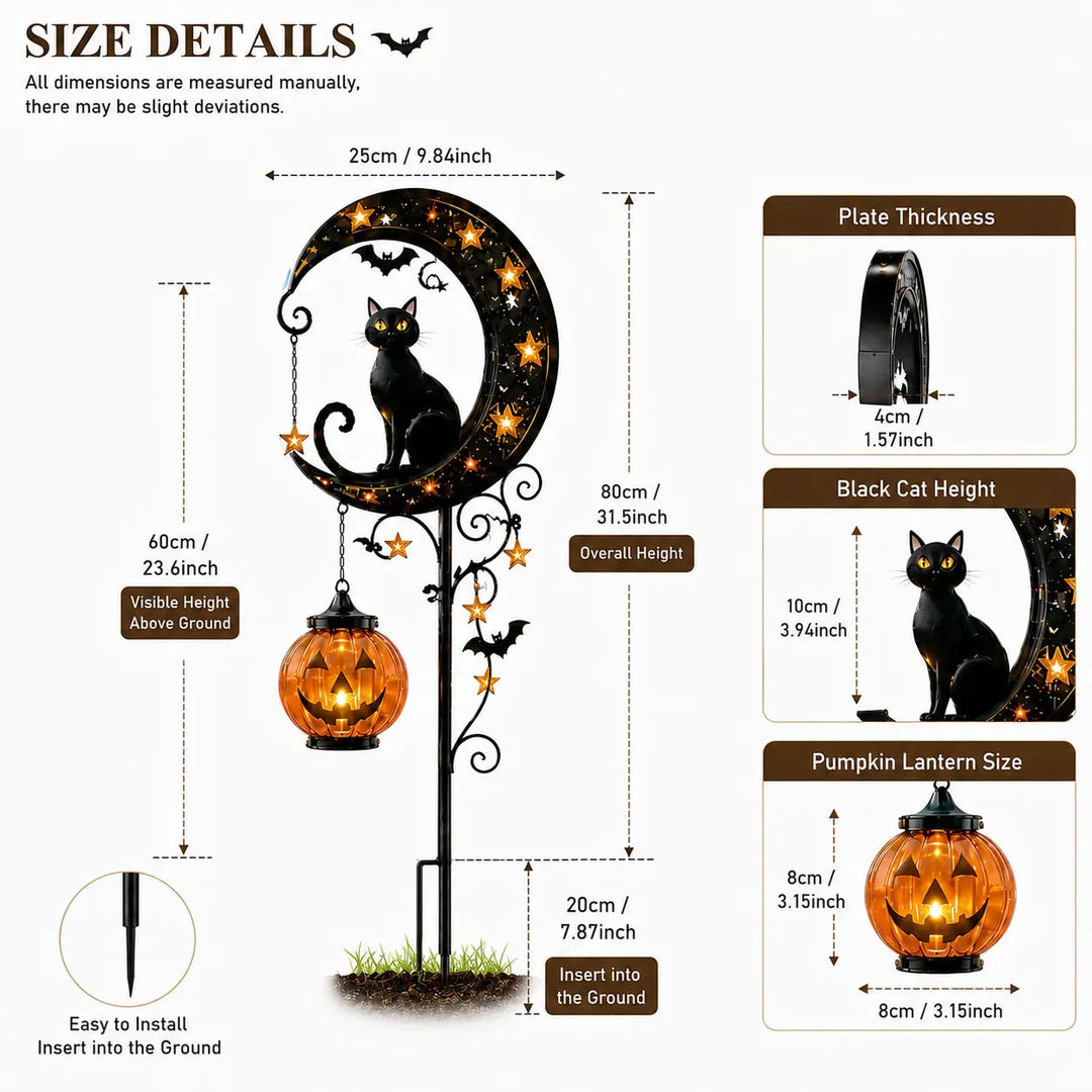 Solar Black Cat Halloween Garden Stake Light | IP65 Waterproof Outdoor Decor
