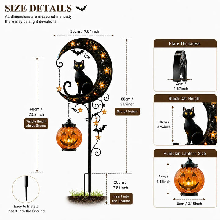 Solar Black Cat Halloween Garden Stake Light | IP65 Waterproof Outdoor Decor