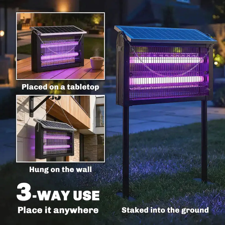 3-in-1 Solar Bug Zapper - 3000V Weatherproof Mosquito Killer - DHACTIVE 3