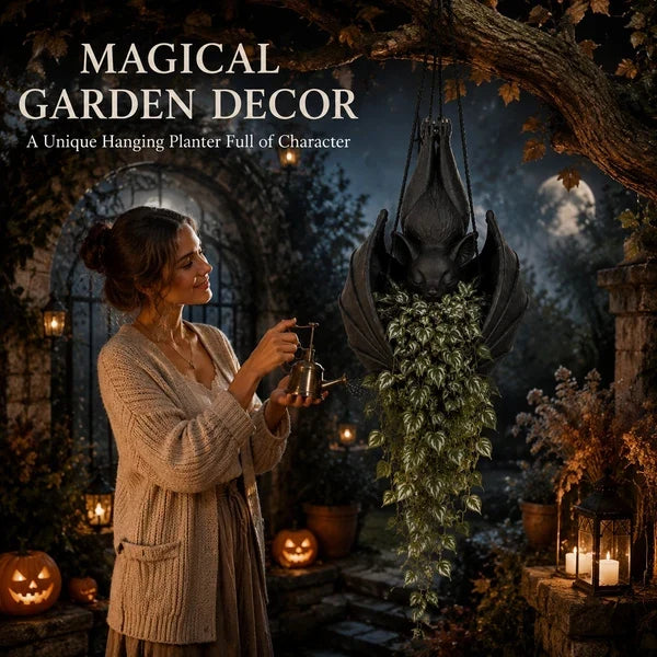 Spooky Bat Planter Hanger – Halloween Decor for Small Plants &amp; Dried Stems