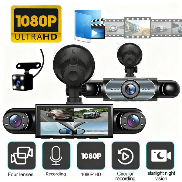 360° Quad-Vision Dashcam: Total Protection, No More Blind Spots