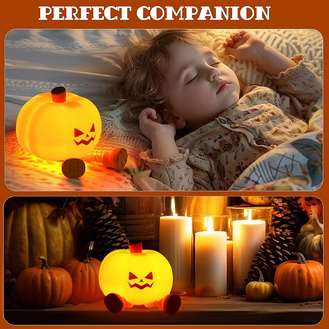 Squishy Pumpkin Night Light – USB Rechargeable, 3 Brightness Levels