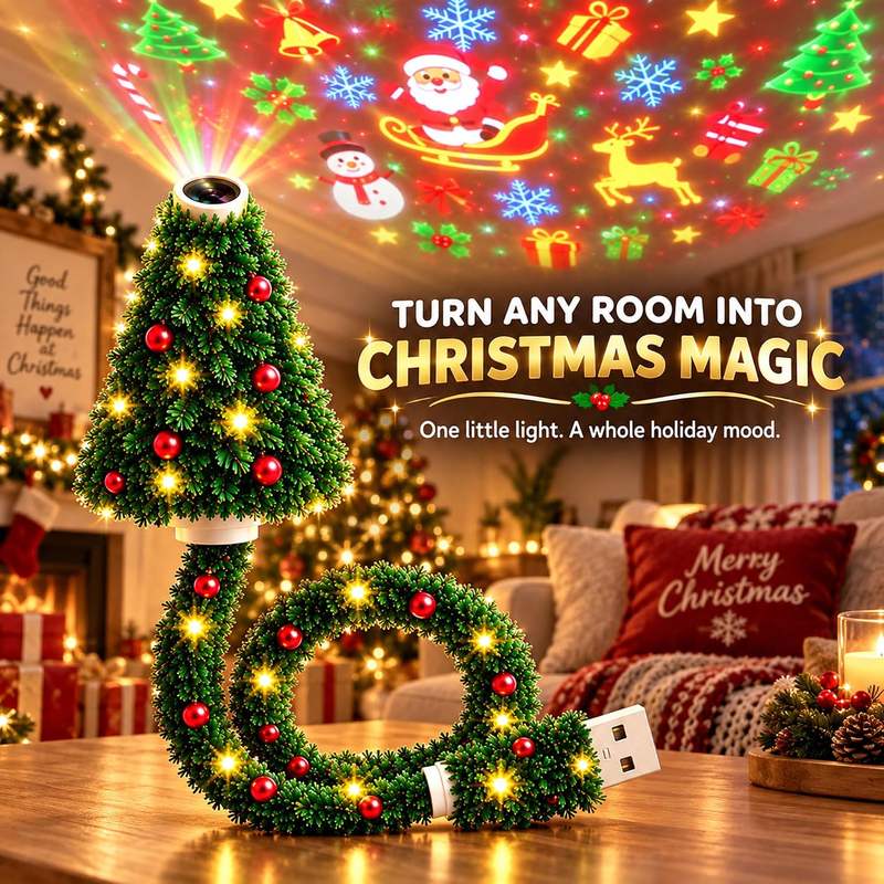 Portable Christmas Tree Projection Light – 6 Holiday Patterns