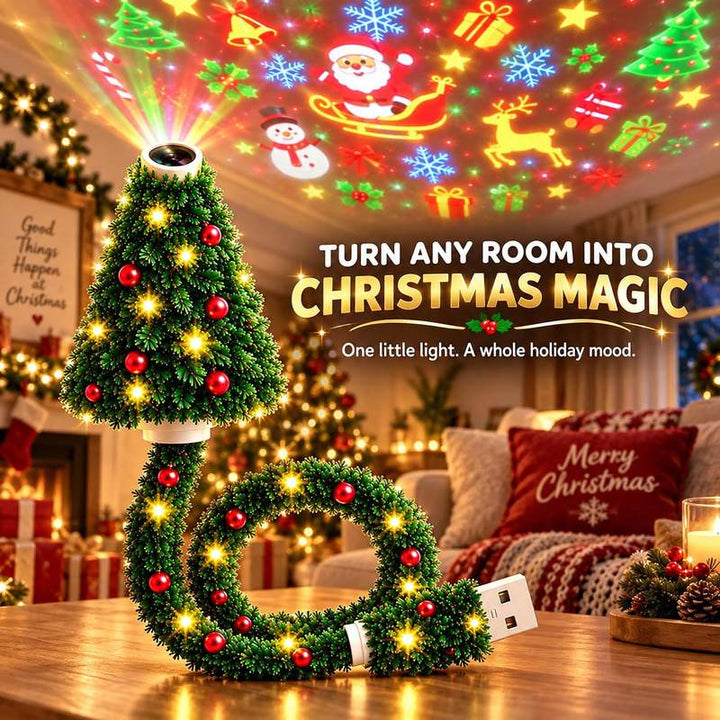 Portable Christmas Tree Projection Light – 6 Holiday Patterns