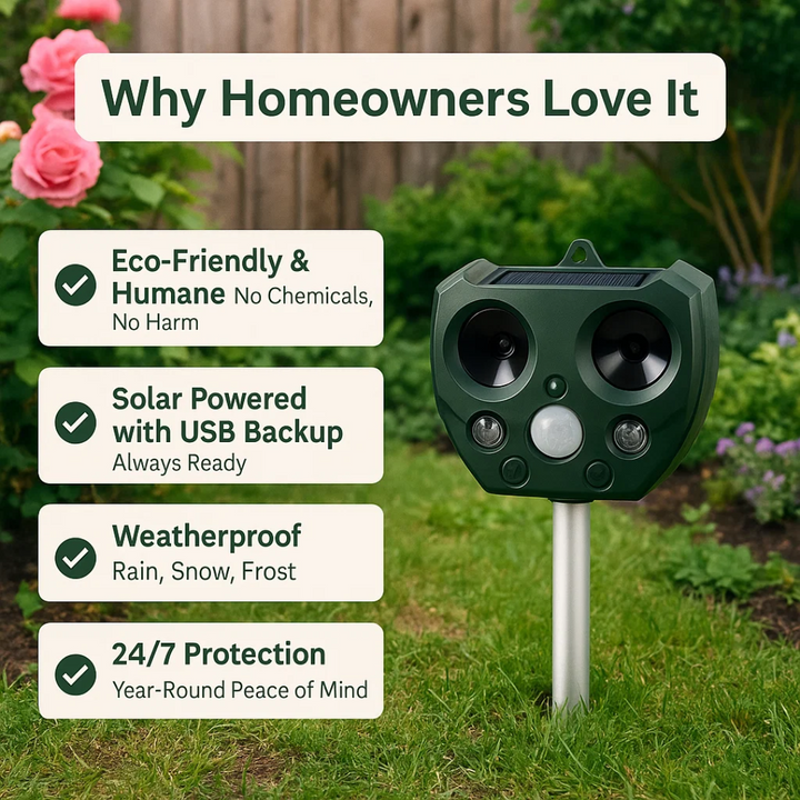 Ultrasonic Bird &amp; Pest Defender – Weatherproof, Solar-Powered &amp; Effective for Garden Protection - DHACTIVE 5