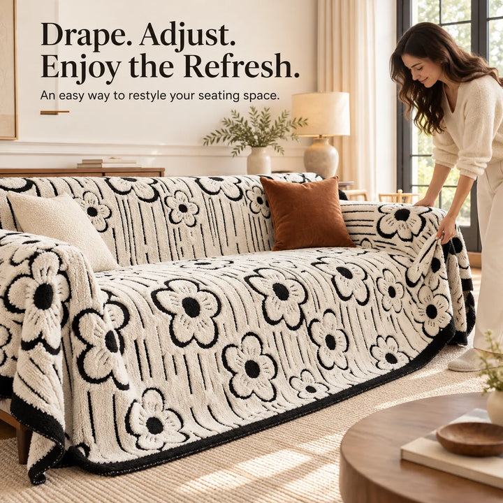 Plush Sofa Cover Protector – Soft, Anti-Slip, Machine-Washable