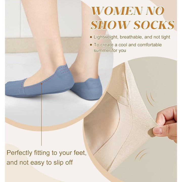 8-Pairs No-Show Socks – Breathable Cotton Liner with Non-Slip Heel