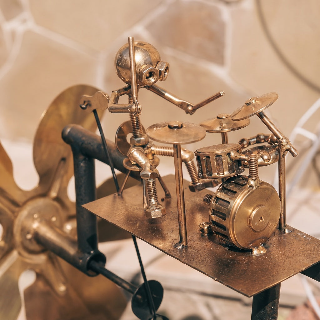 The Wind Drummer – Handcrafted Metal Whirligig for Garden &amp; Patio