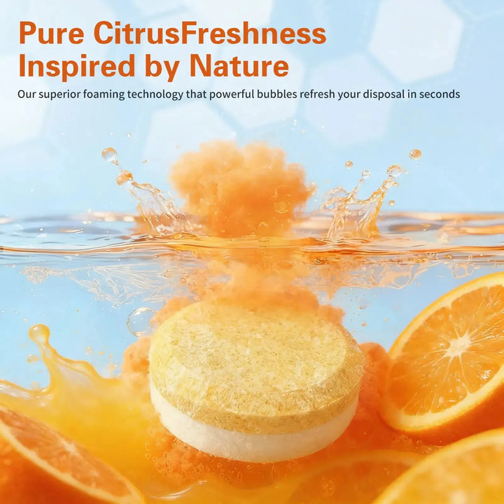 Citrus Disposal Cleaner Tablets for Kitchen Sink Drain Odor Removal - DHACTIVE 3