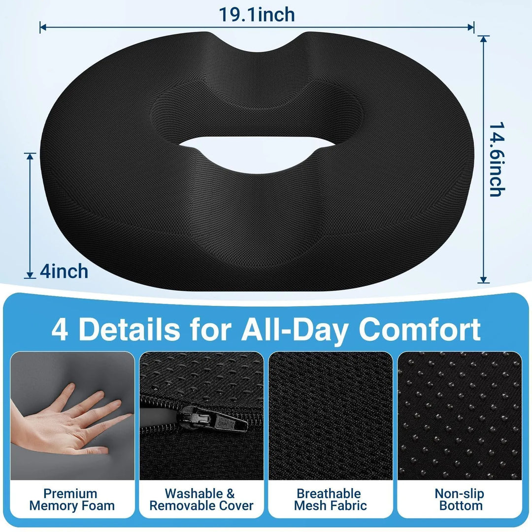 Velloraco Orthopedic Donut Pillow for Tailbone &amp; Hemorrhoid Relief